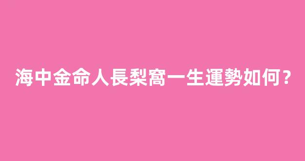 海中金命人長梨窩一生運勢如何？